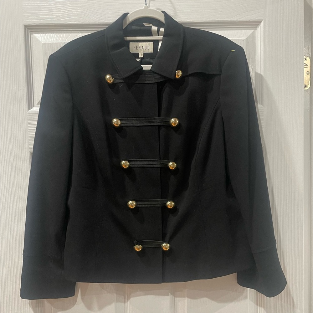 LOUIS FERAUD Paris Military style Blazer, chic Medium/Large F46/D44 Black